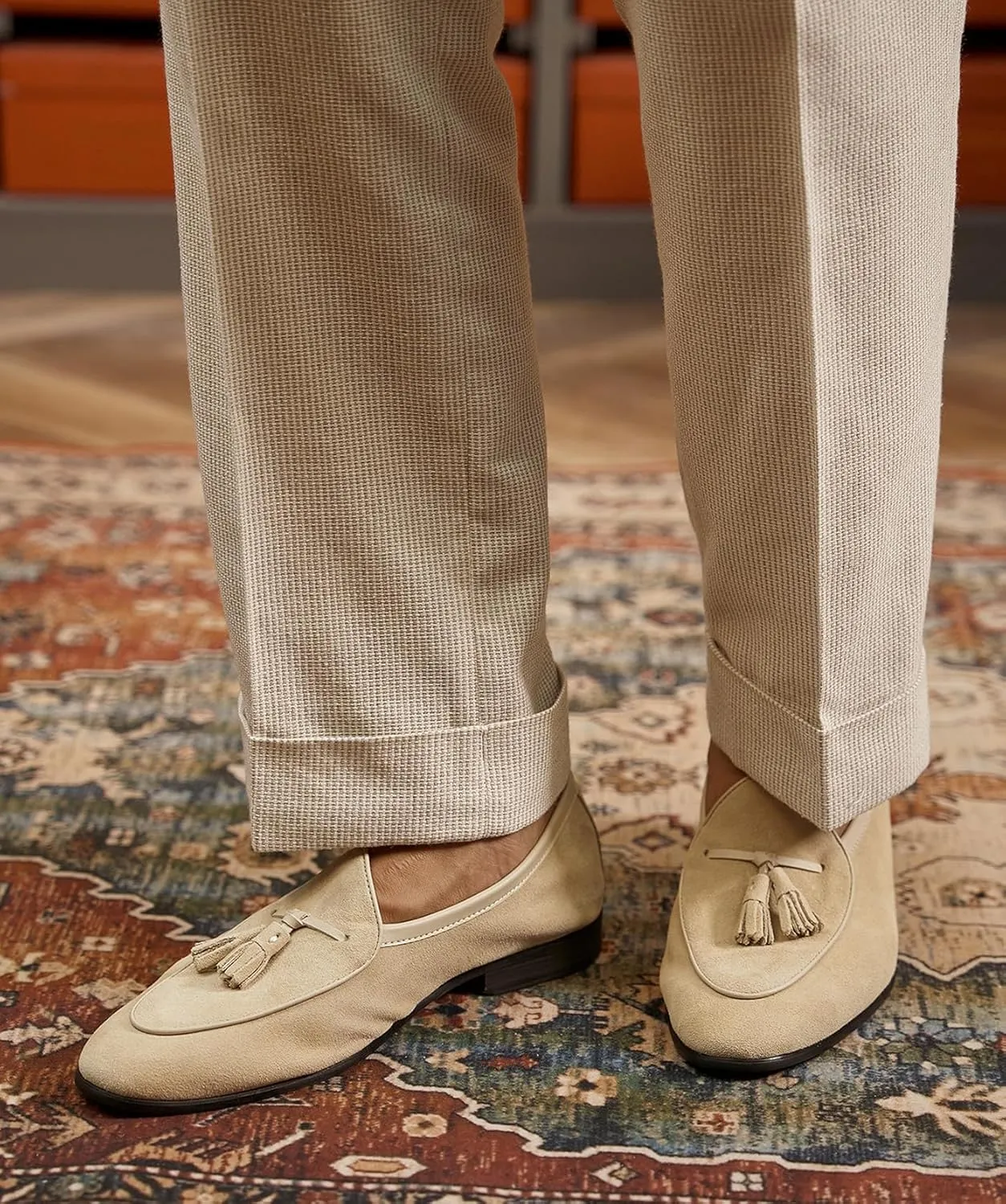 Men's Suede Tassel Loafers - Slip-On Dress Shoes for Casual, Business, Wedding & Prom - Modern Penny Loafers for Suits & Tuxedos