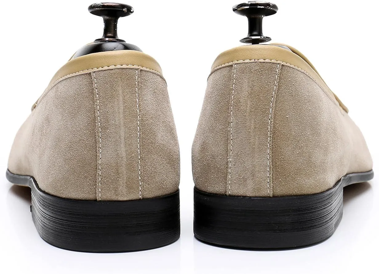 Men's Suede Tassel Loafers - Slip-On Dress Shoes for Casual, Business, Wedding & Prom - Modern Penny Loafers for Suits & Tuxedos