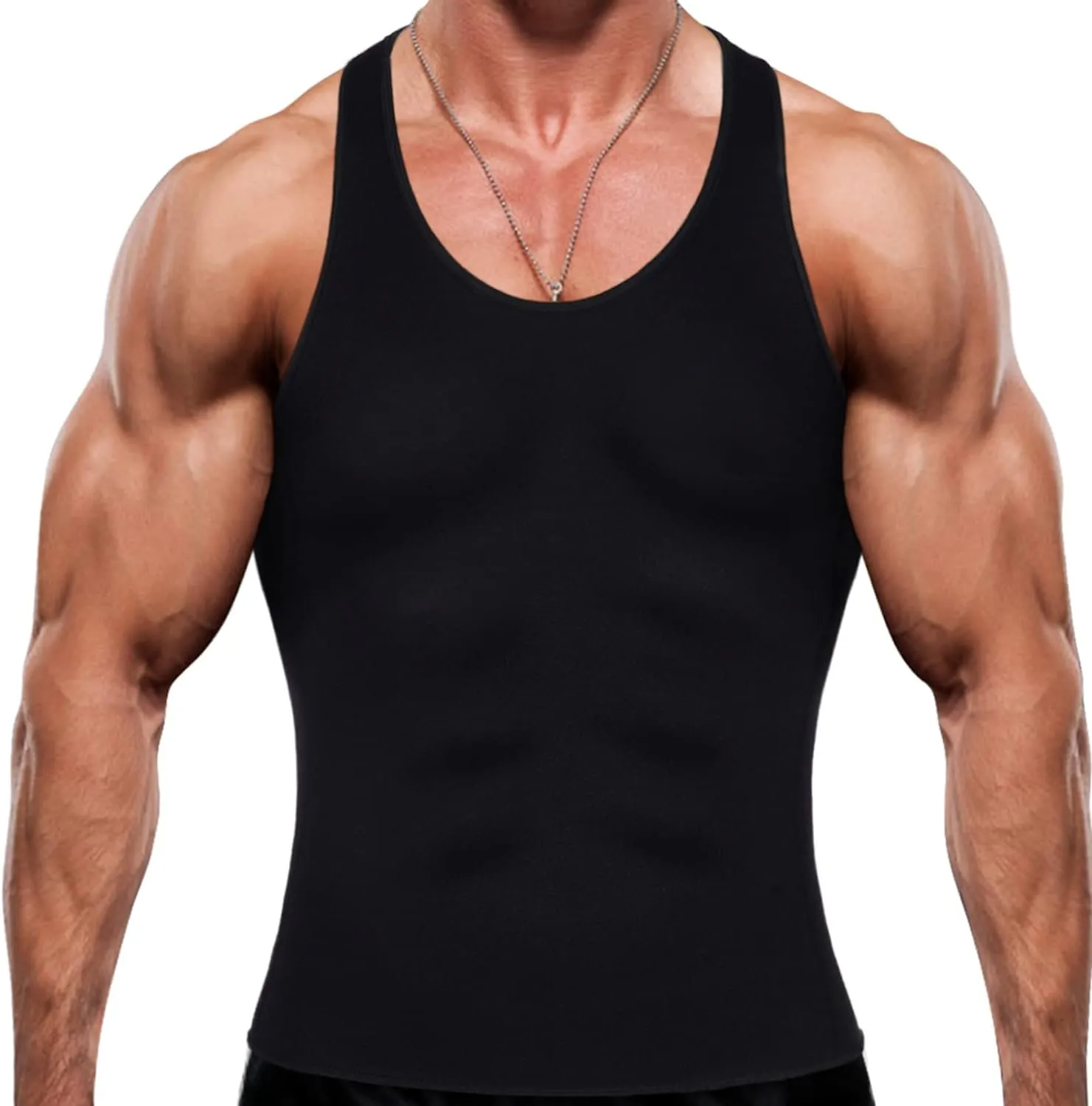 Men's Sweat Absorbing Sauna Suit Waist Trainer Neoprene Shaped Top Compression Training Fitness Shirt