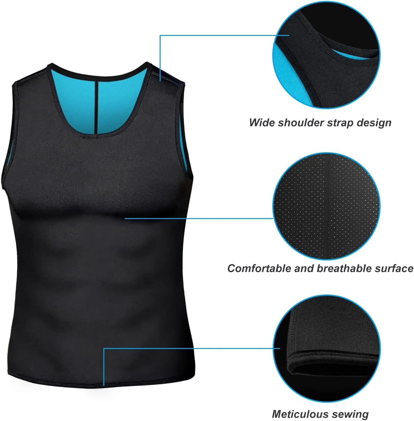 Men's Sweat Absorbing Sauna Suit Waist Trainer Neoprene Shaped Top Compression Training Fitness Shirt