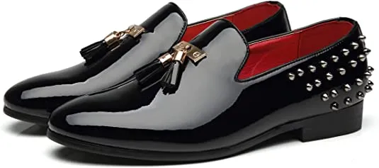 Men's Tassel Rivet Smoking Loafers