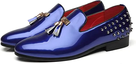 Men's Tassel Rivet Smoking Loafers