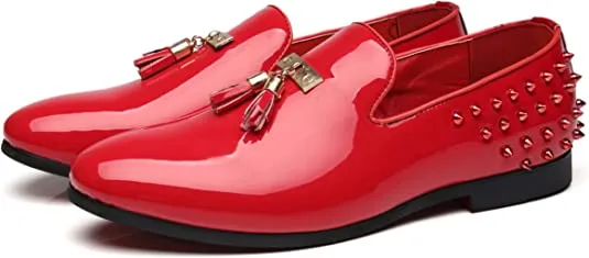 Men's Tassel Rivet Smoking Loafers
