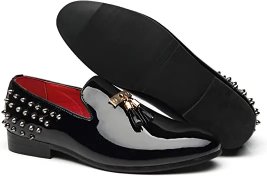 Men's Tassel Rivet Smoking Loafers
