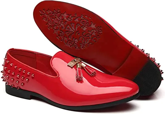 Men's Tassel Rivet Smoking Loafers