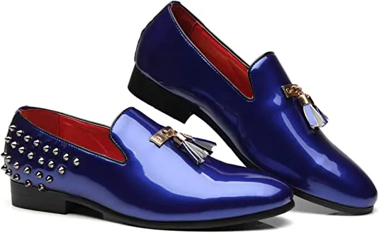 Men's Tassel Rivet Smoking Loafers