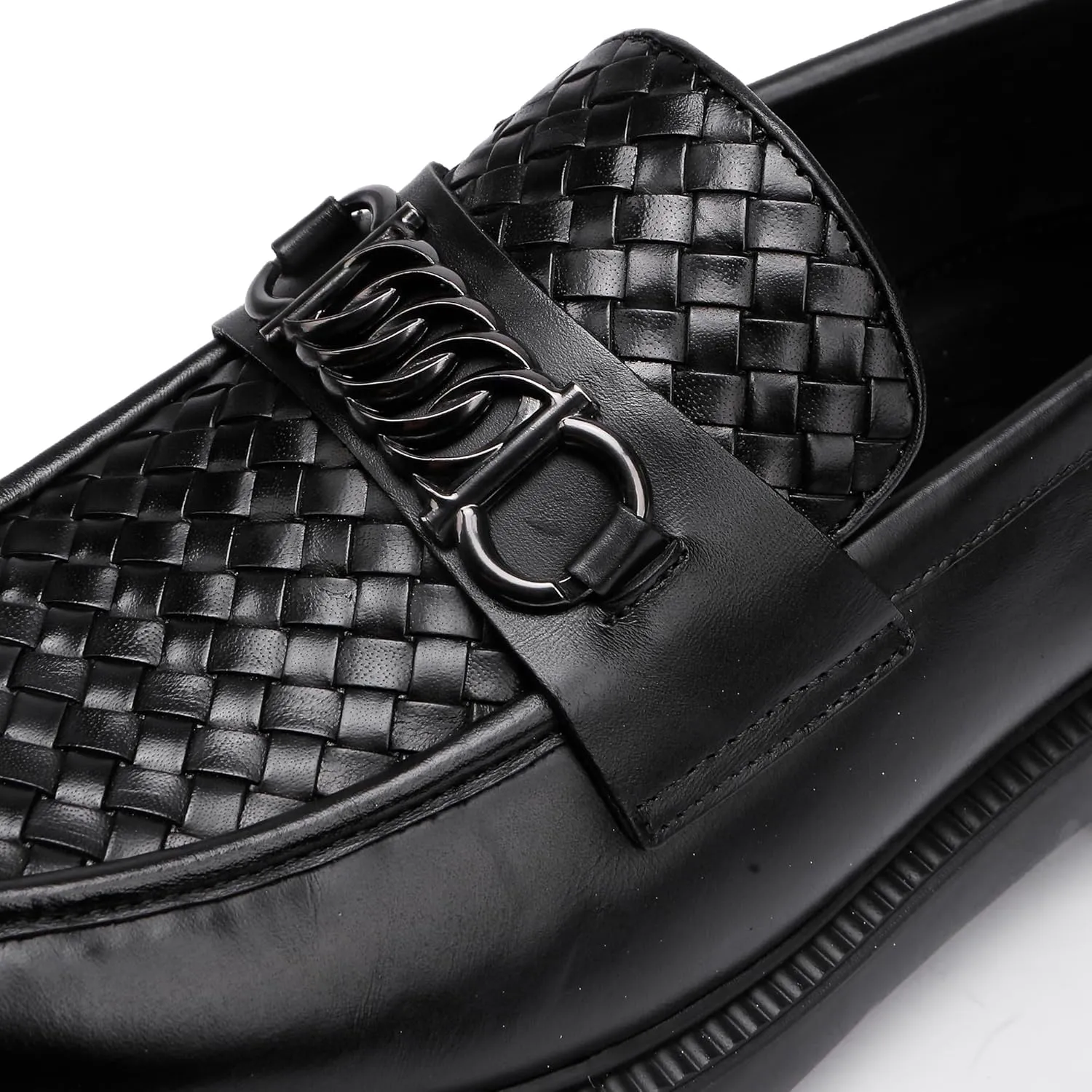 Men's Woven Dress Shoes Leather Casual Slip On Breathable Penny Loafers for Men