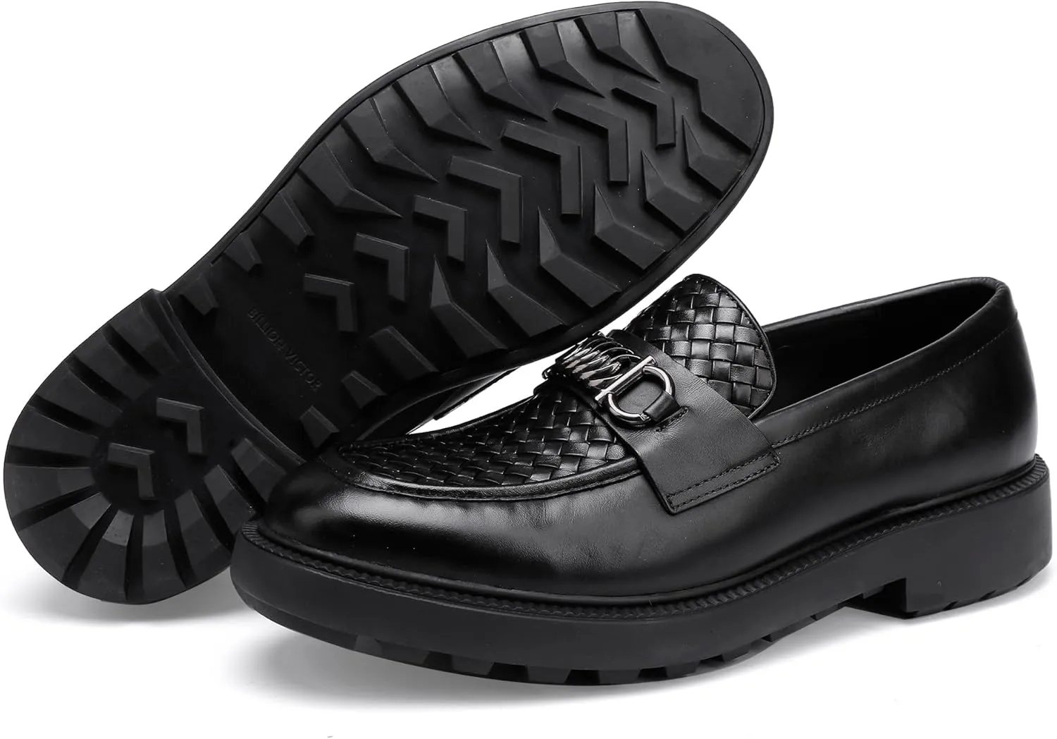 Men's Woven Dress Shoes Leather Casual Slip On Breathable Penny Loafers for Men