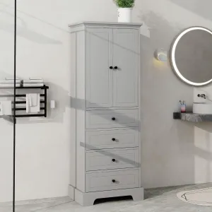 Merax Bathroom Cabinet with Doors and Drawers, Tall Storage Pantry for Home Kitchen, Adjustable Shelf,