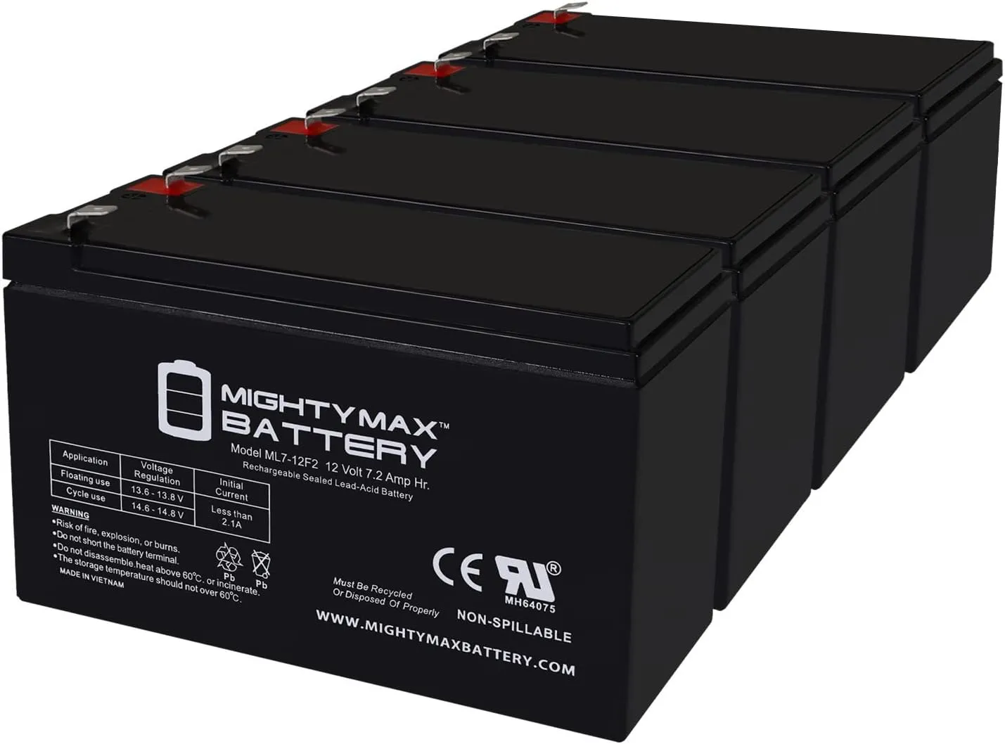 Mighty Max Battery 12V 7Ah F2 Replacement Battery for PreCor Inc EFX 532i Elliptical Cross Trainer - 4 Pack