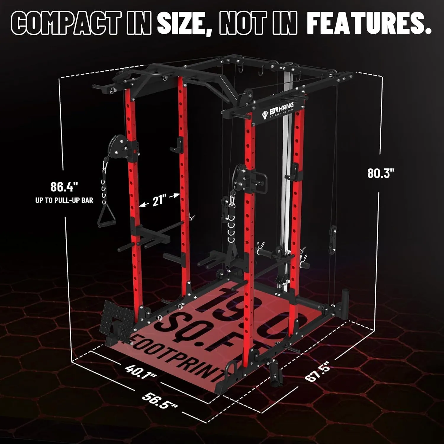 Mikolo Power Cage, Power Rack with Cable Crossover System, 1500LBS Squat Rack with LAT Pull Down System, Workout Cage with Pulley System for Fitness Home Gym