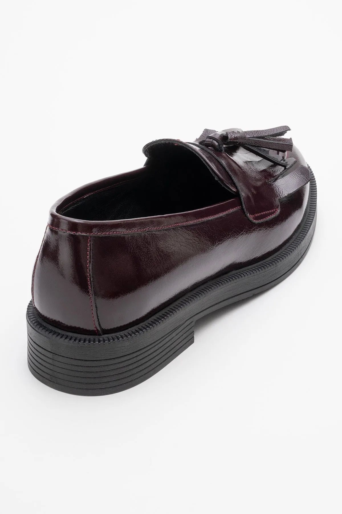 Milly - Burgundy Patent Leather Tassel Loafers
