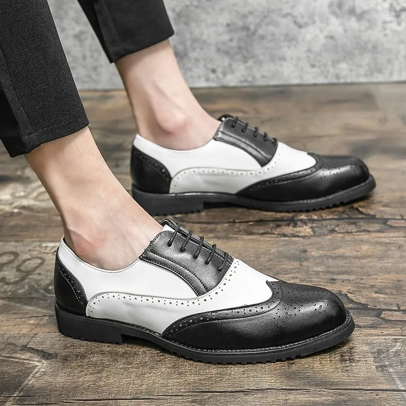 Modern Men's Fashionable Oxford Shoes Summer Breathable Casual Leather Flats Classic Lace-Up Dress Shoes
