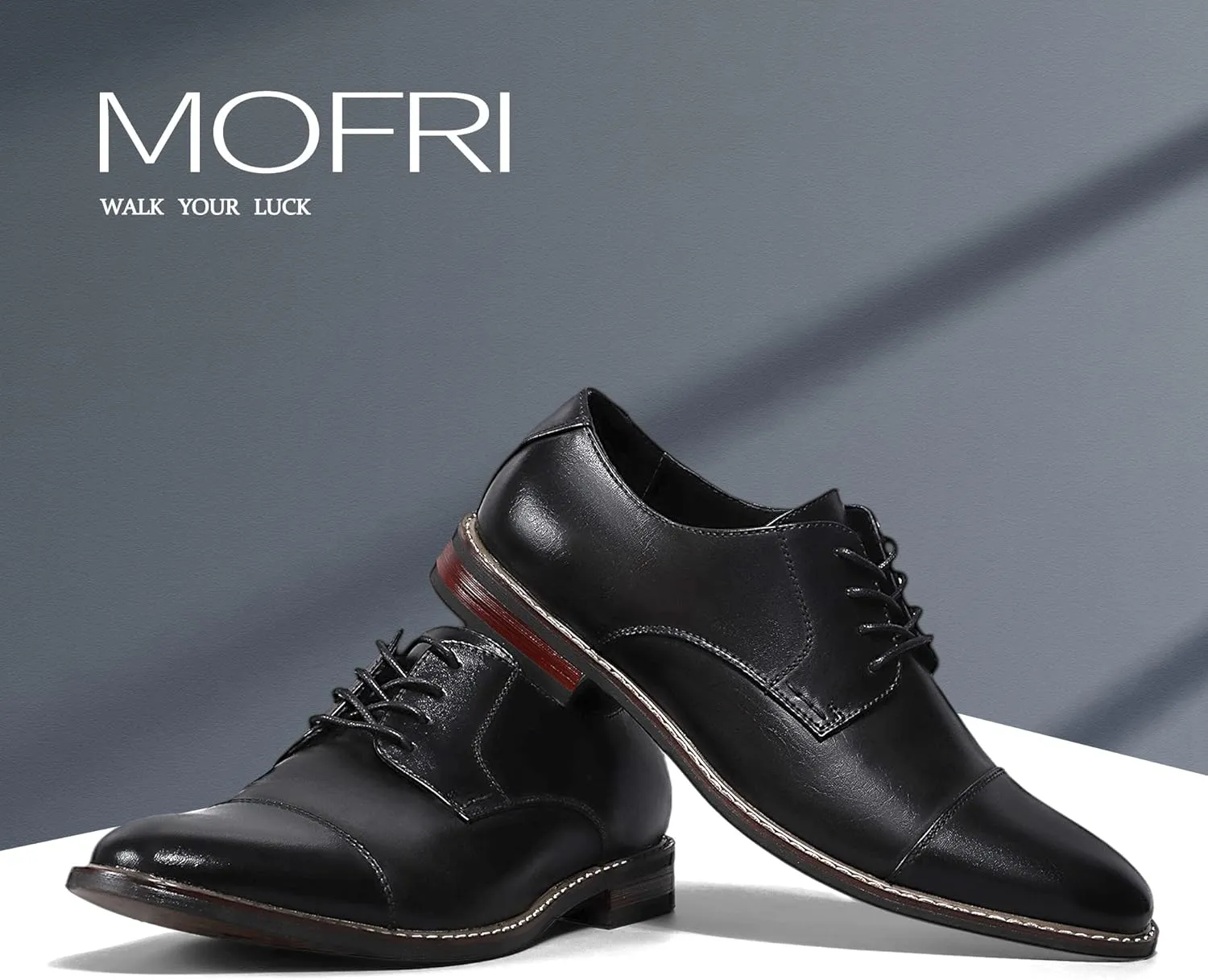Mofri Men's Oxford Suede Shoes, Wingtip Dress Shoes for All Occasions, Waterproof, Latex Insole, Lace-Up