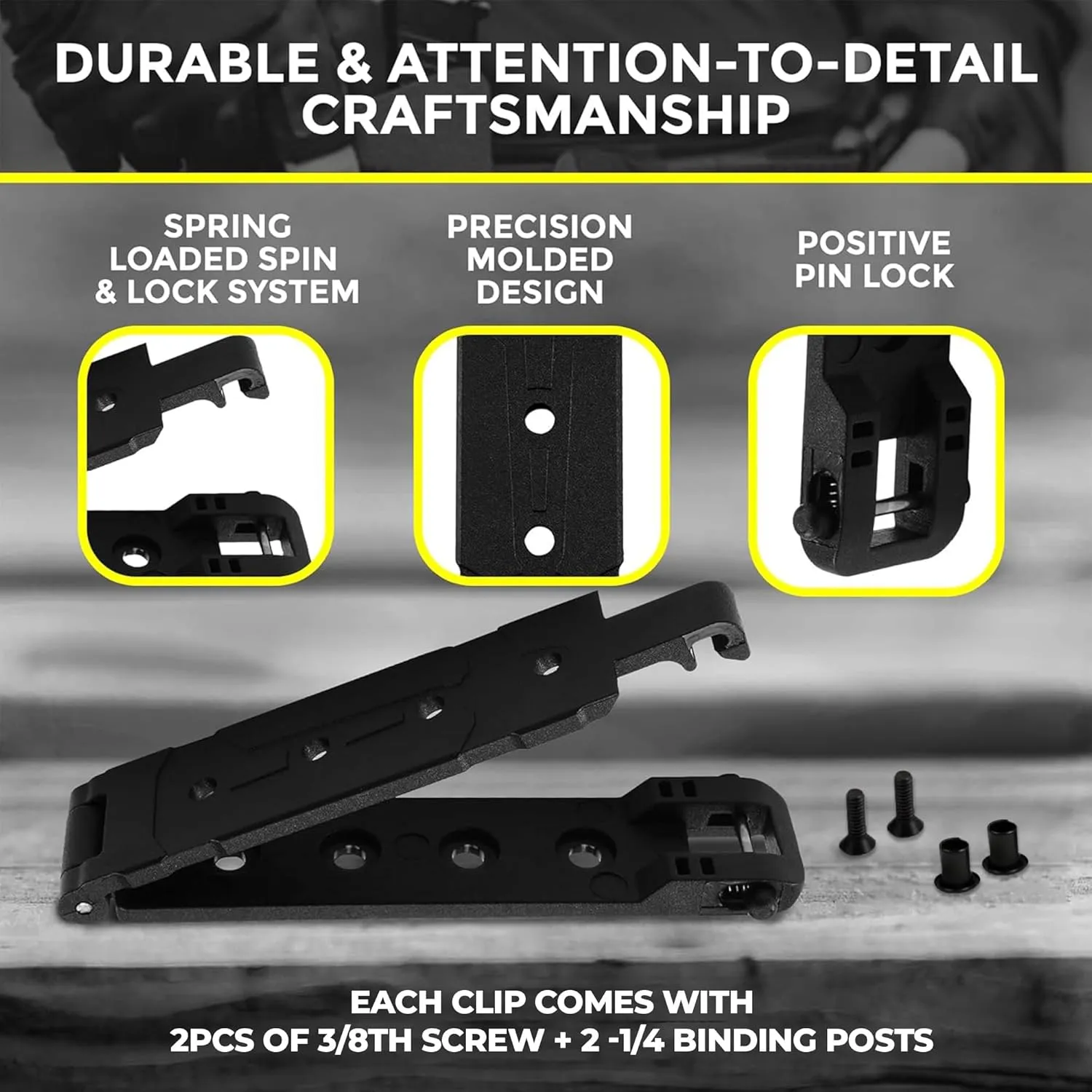 Molle Attachment, 2X Molle Quick Locking Compatible Locking Belt Clips with Mounting Hardware, Molle Accessories, DIY for Knife Sheath, Mag Pouch, Molle Vest & Gear