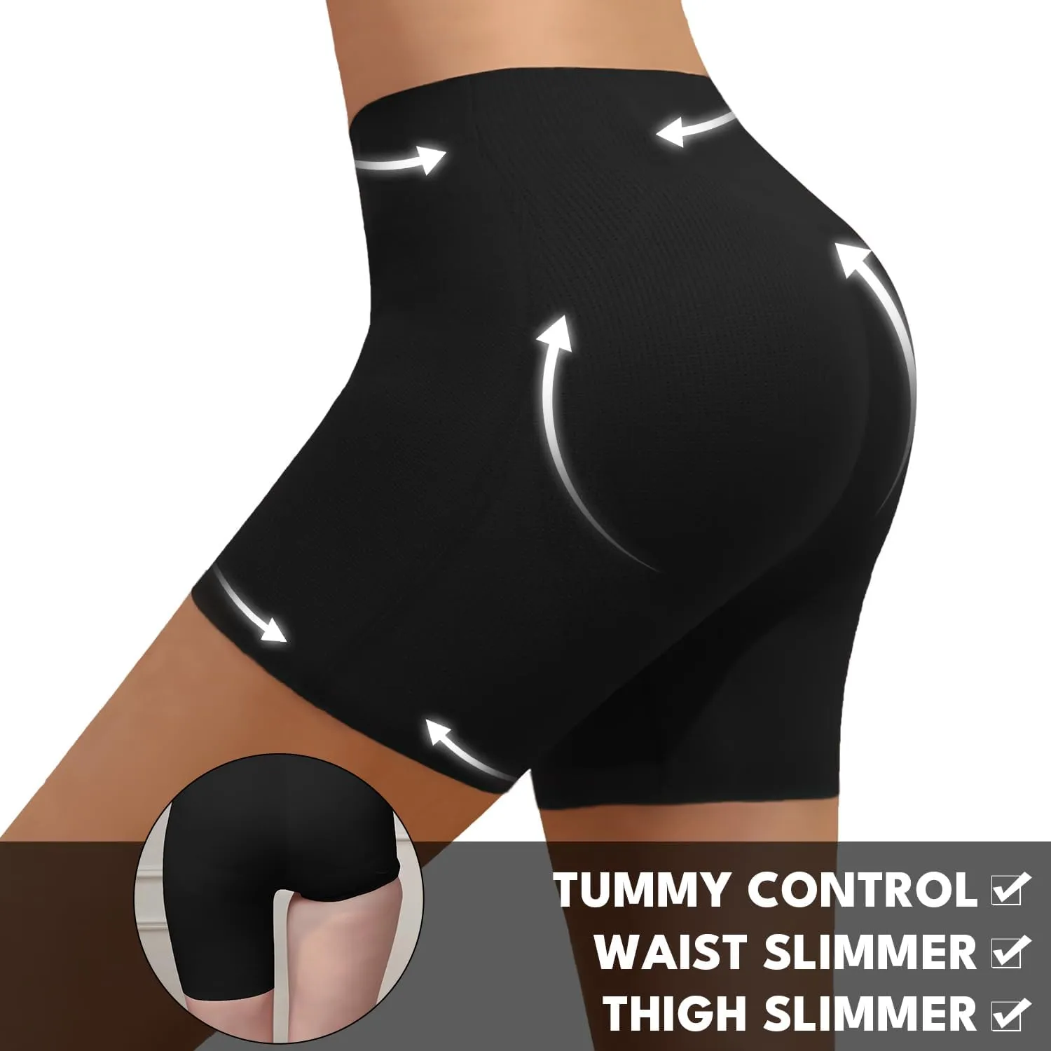 MOVWIN Padded Underwear for Women Tummy Control Shapewear Shorts Butt Lifting Panties Seamless Butt Pads for Bigger Butt