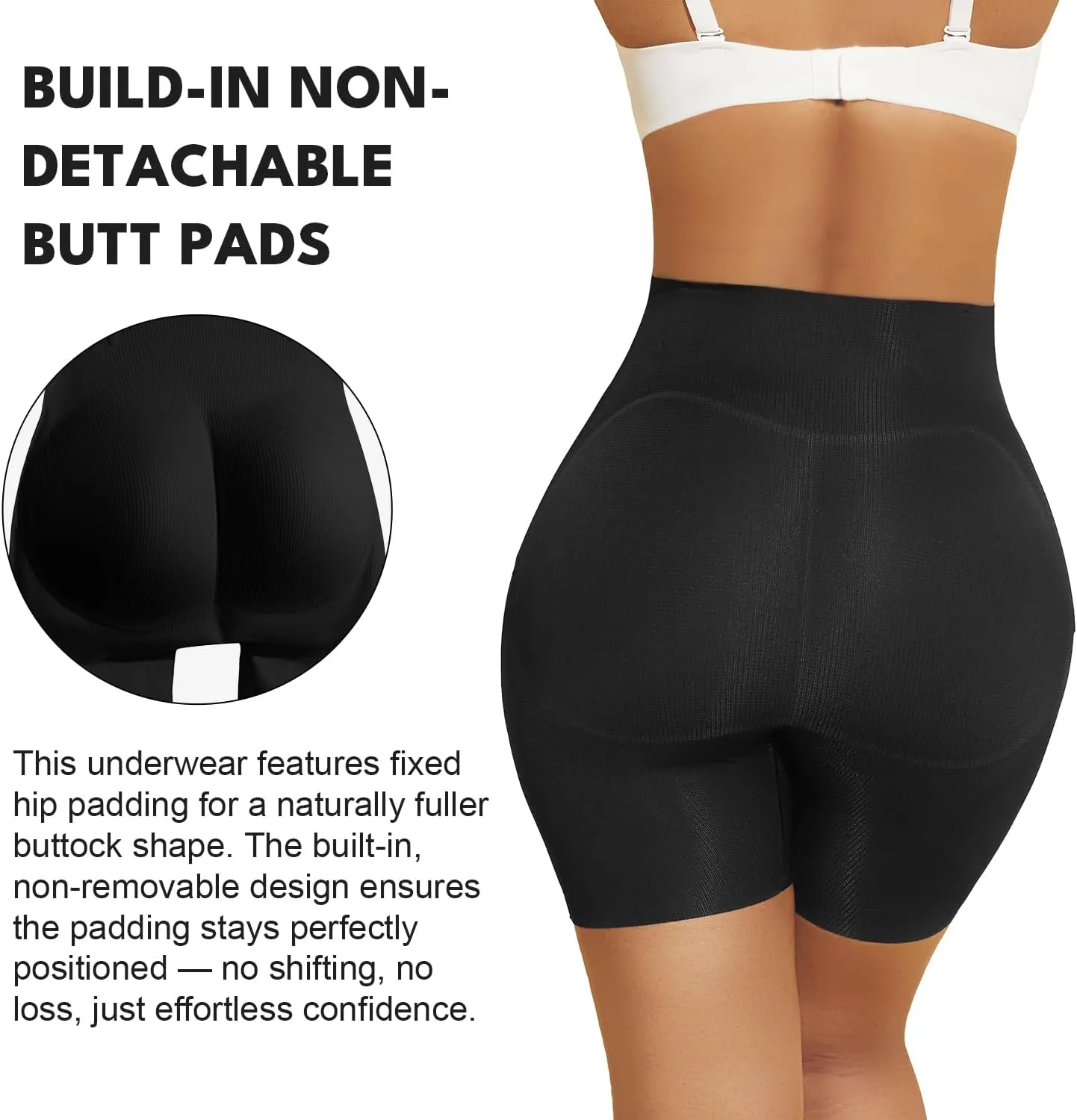 MOVWIN Padded Underwear for Women Tummy Control Shapewear Shorts Butt Lifting Panties Seamless Butt Pads for Bigger Butt