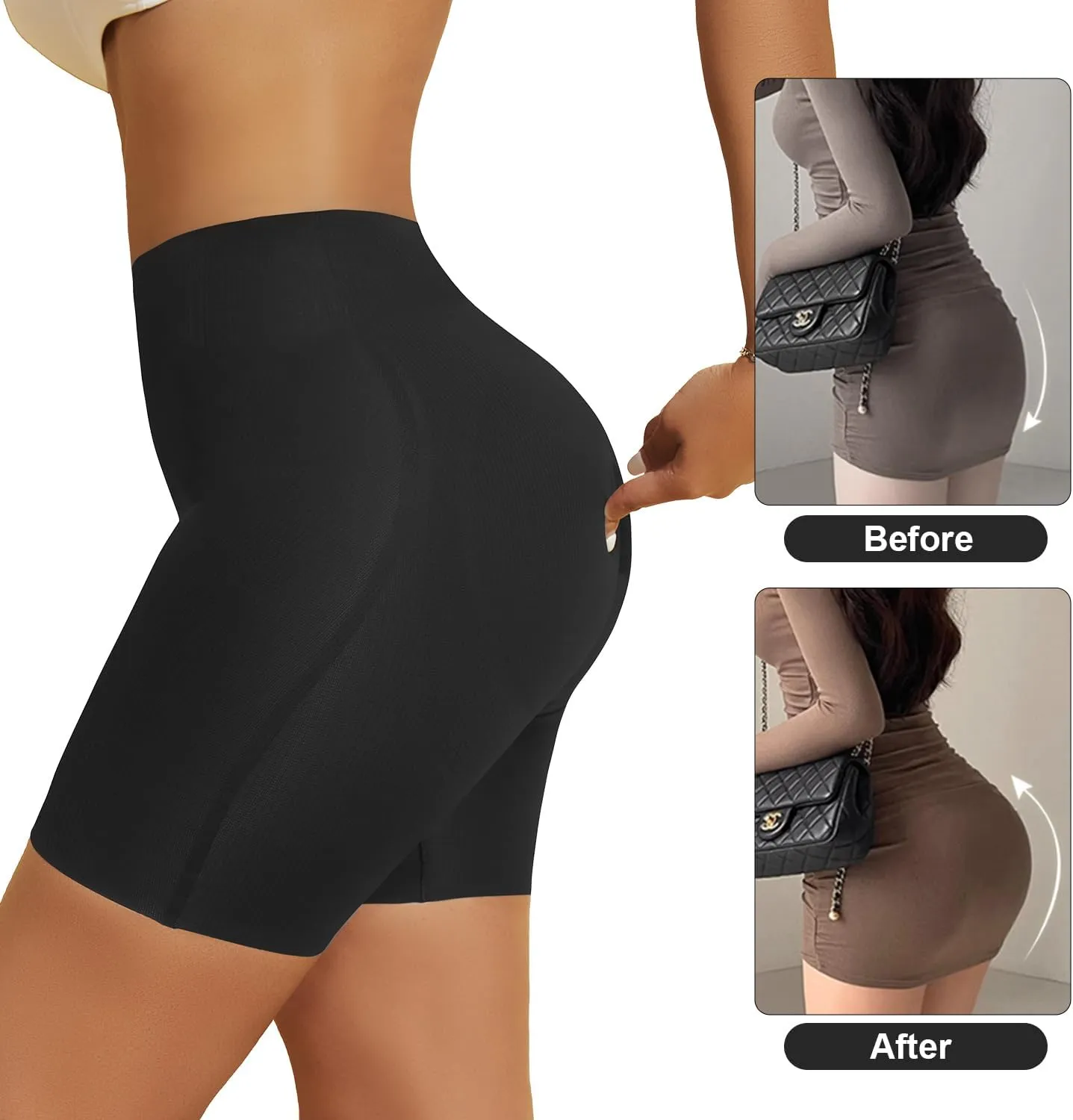 MOVWIN Padded Underwear for Women Tummy Control Shapewear Shorts Butt Lifting Panties Seamless Butt Pads for Bigger Butt