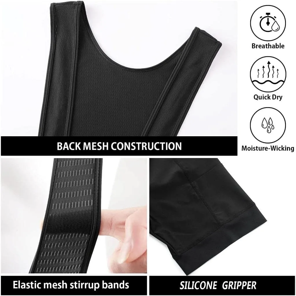 MOXILYN Men’s Cycling Bib Shorts 4D Full Sponge Pad Road Bike Tights Pro Bicycle MTB Outfit Band 6cm Leg Gripper UPF 50 