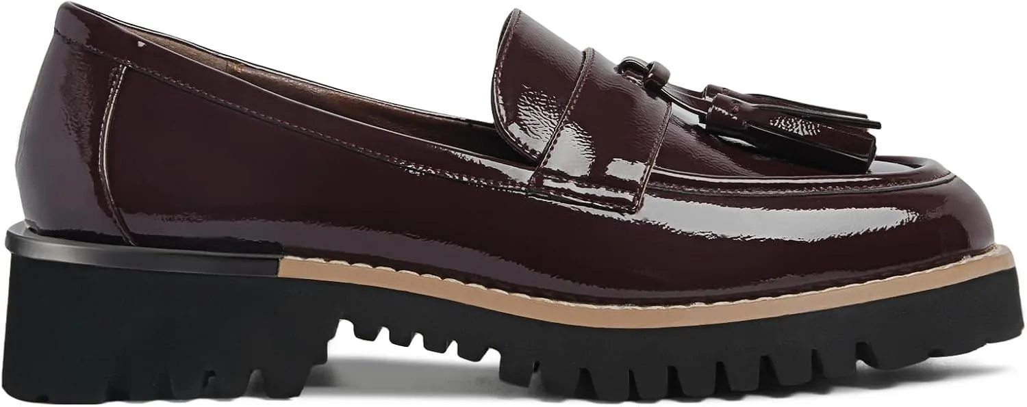 MUCCCUTE Loafers for Women Platform Chunky Loafer Comfortable Slip On Lug Sole Patent Leather Tassel Casual Work Shoes