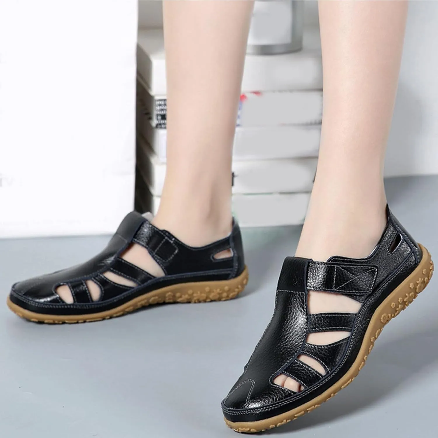 Mules for Women Wedge Sandals Comfortable Dressy Summer Closed Toe Casual Slip On Shoes with Adjustable Hook Loop Alicegana Comfort on Walking Orthopedic Low Heel Sandal Mule Slippers Clogs