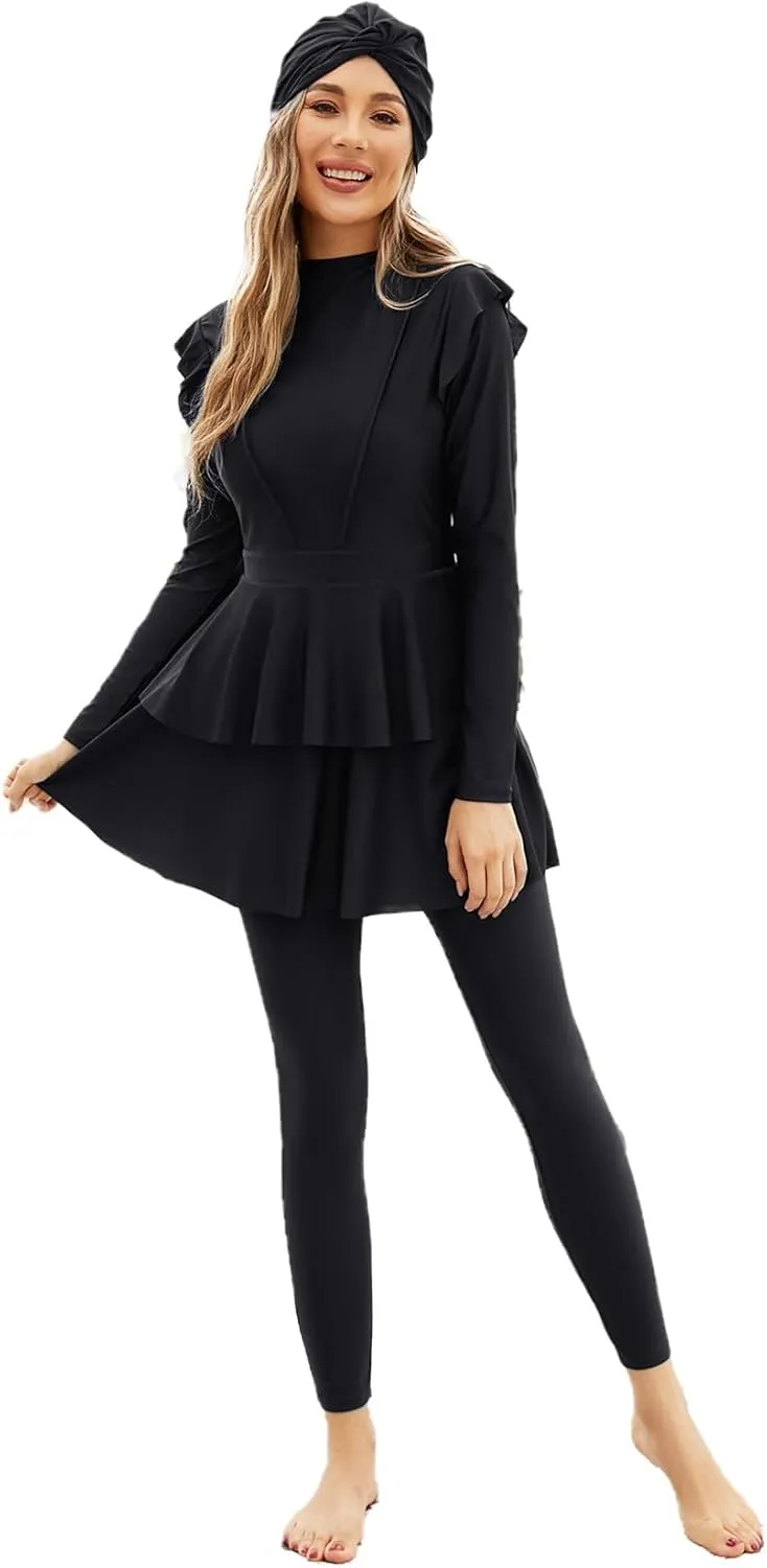 Muslim Swimwear for Womem 3 Pcs Islamic Modest Swimsuits Hijab Burkini Long Sleeve Swimming Costume Full Cover Bathing Suit