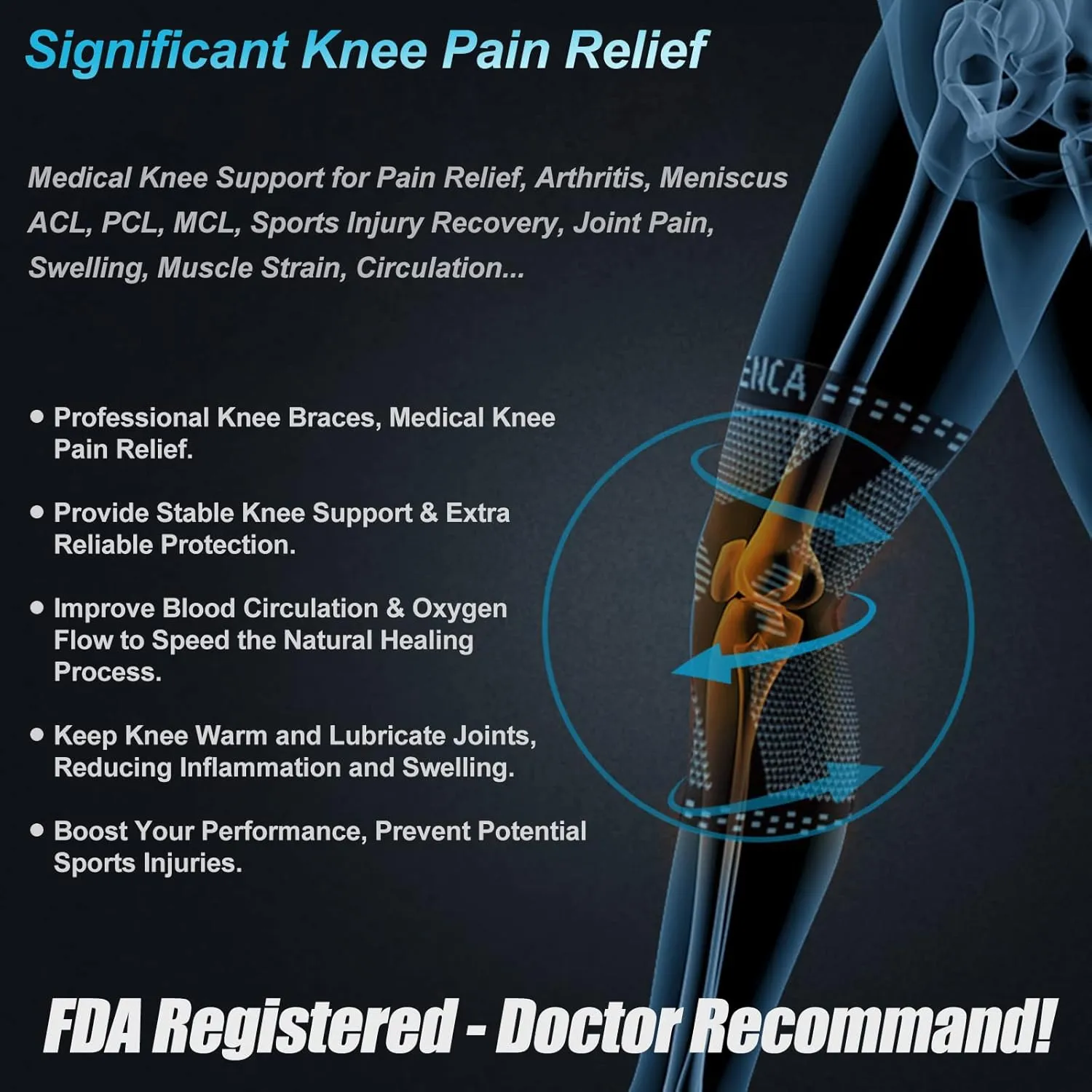 NEENCA Professional Knee Brace for Women/Men, Knee Support with Patella Pad & Side Stabilizers, Compression Knee Sleeve for Knee Joint Pain, Meniscus Tear, ACL, PCL, Runner, Workout - FSA/HSA Approved