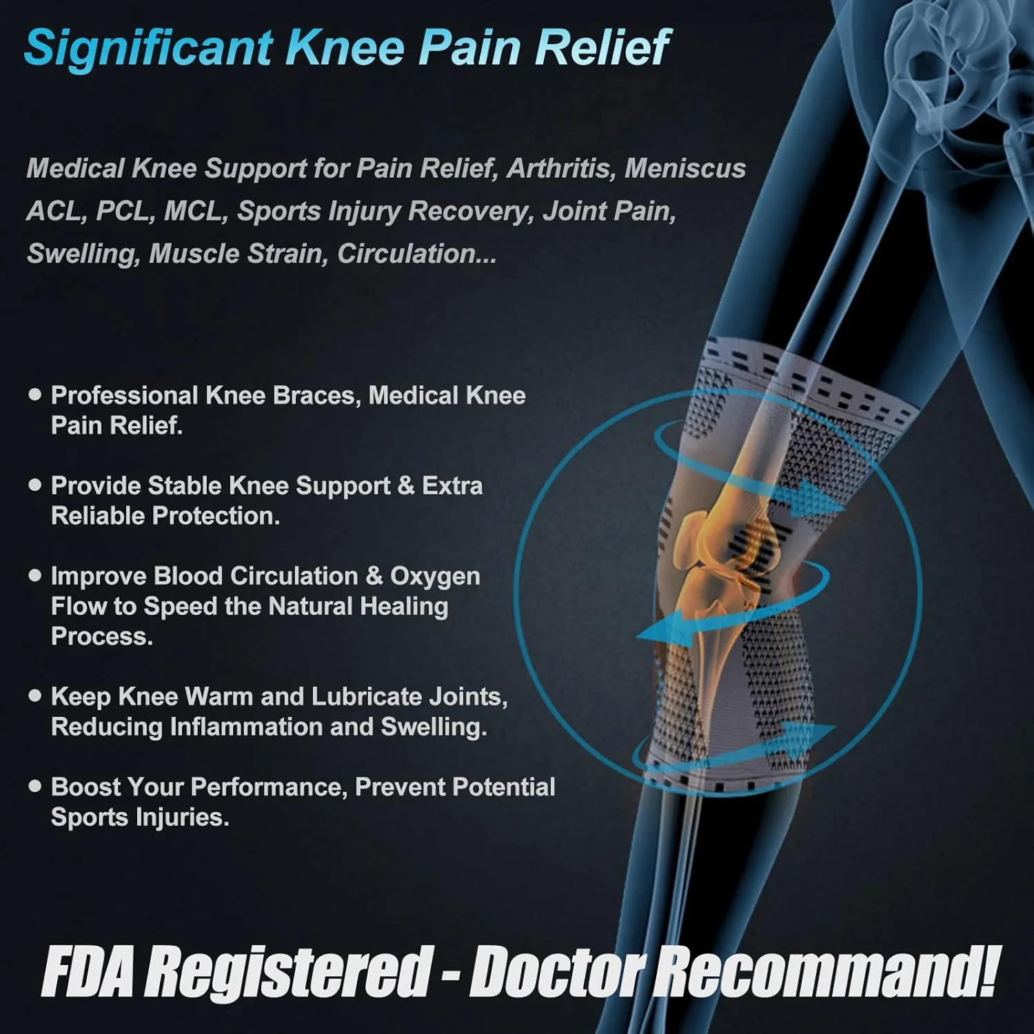 NEENCA Professional Knee Brace for Women/Men, Knee Support with Patella Pad & Side Stabilizers, Compression Knee Sleeve for Knee Joint Pain, Meniscus Tear, ACL, PCL, Runner, Workout - FSA/HSA Approved
