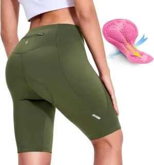 Nepest Womens Padded Bike Shorts 4D Padding Cycling Shorts with Zipper Pocket Riding Bicycle Cycle Road Biking Underwear