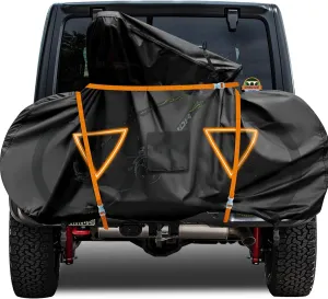 NEVERLAND Bike Cover for Transport on Rack, Bicycle Cover Outdoor Storage Waterproof All Seasons, 600D Oxford Materials, Travel Use for Car, Truck, RV, SUV - Light Night Reflectors for 2 Bikes