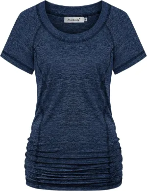 Ninedaily Womens Workout Top Running Yoga Shirt Summer Short Sleeve Casual Tunic