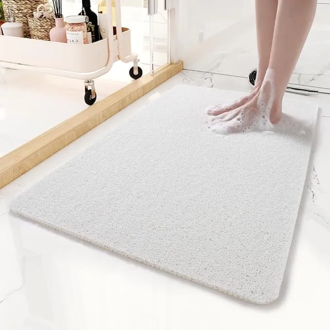 Non-Slip Bathtub Mat, 16x 24 Inch, Shower Mats for Bath Tub, PVC Loofah Bathroom Mats for Wet Areas, Quick Drying