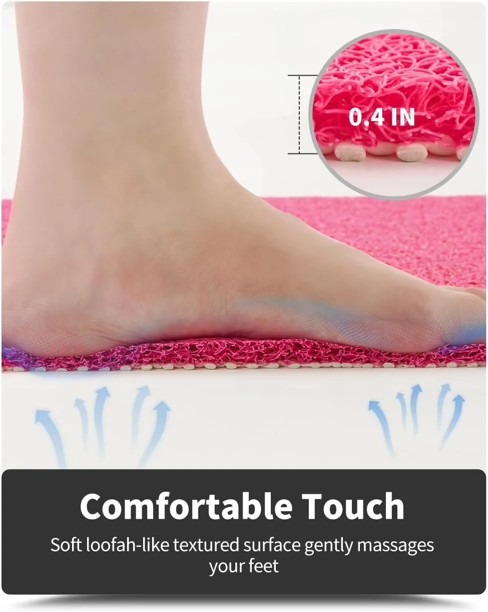 Non-Slip Bathtub Mat, 17x 30 Inch, Shower Mats for Bath Tub, PVC Loofah Bathroom Mats for Wet Areas, Quick Drying