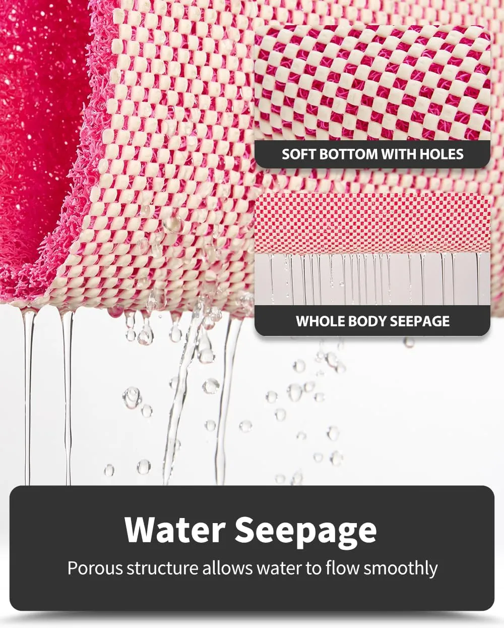 Non-Slip Bathtub Mat, 17x 30 Inch, Shower Mats for Bath Tub, PVC Loofah Bathroom Mats for Wet Areas, Quick Drying