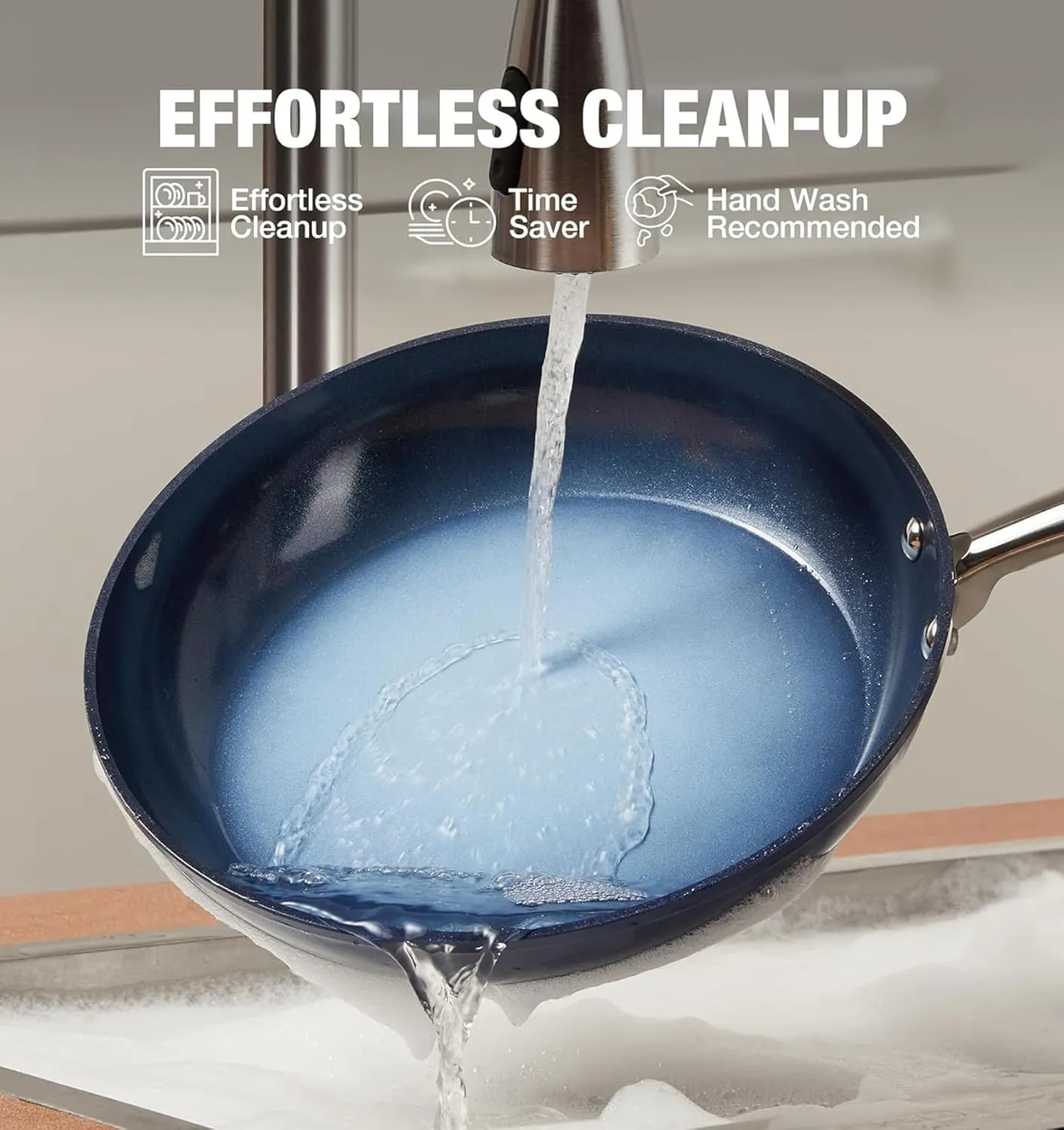 Nonstick Frying Pan 12 Inch with Lid, Ceramic Non Stick Frying pans, Omelet Pan, Even Heating and Less Oil, Suitable for All Stoves, Oven Safe, Gradient Blue