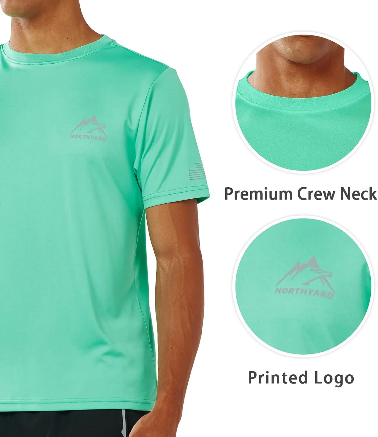 NORTHYARD Men's UPF 50  Sun Protection Shirts Swim SPF UV Quick Dry Short Sleeve T-Shirts for Athletic Fishing Rash Guard