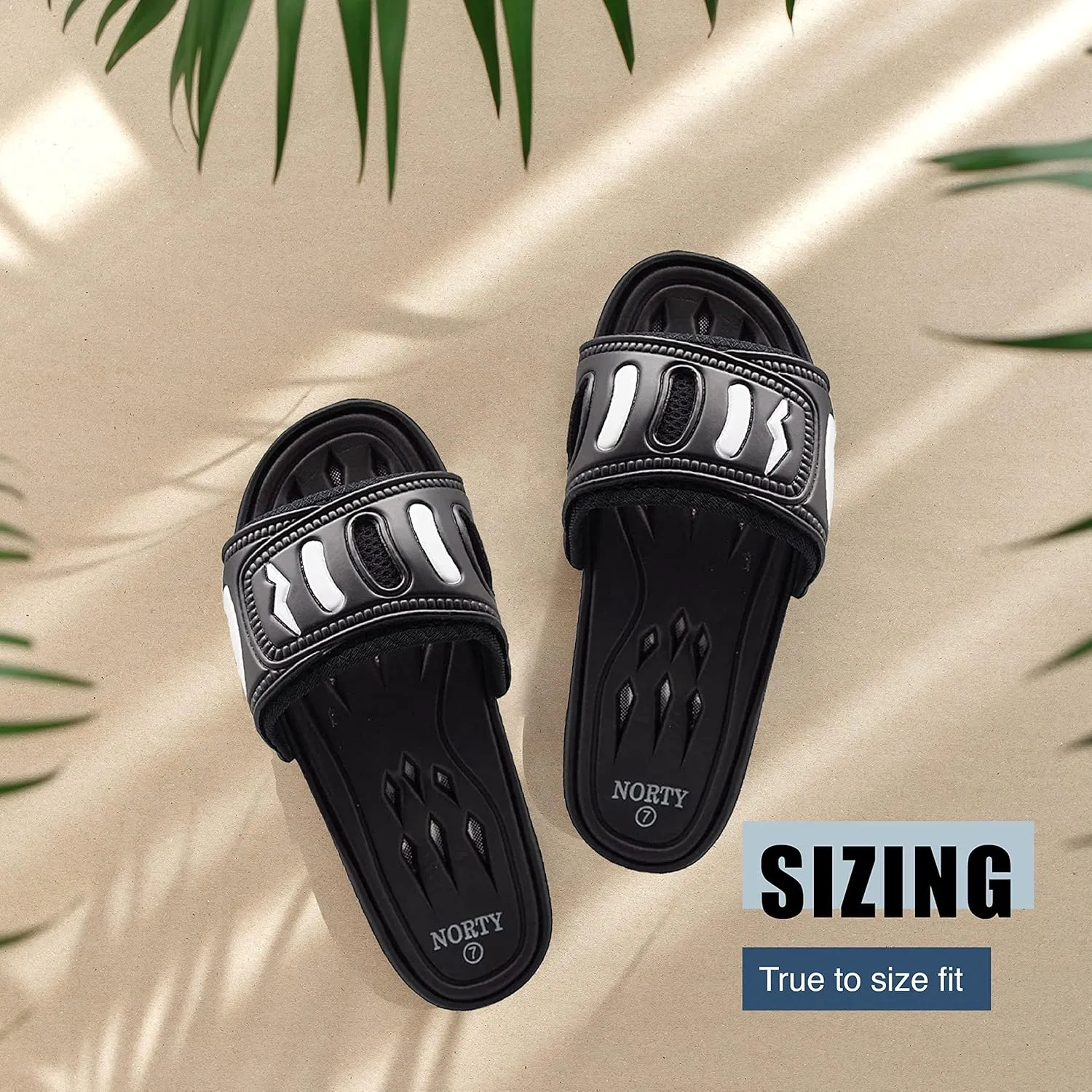 NORTY Slides for Men - Quick Drying Men's Slides Beach and Pool Sandals Men - Casual Shower Shoes Men