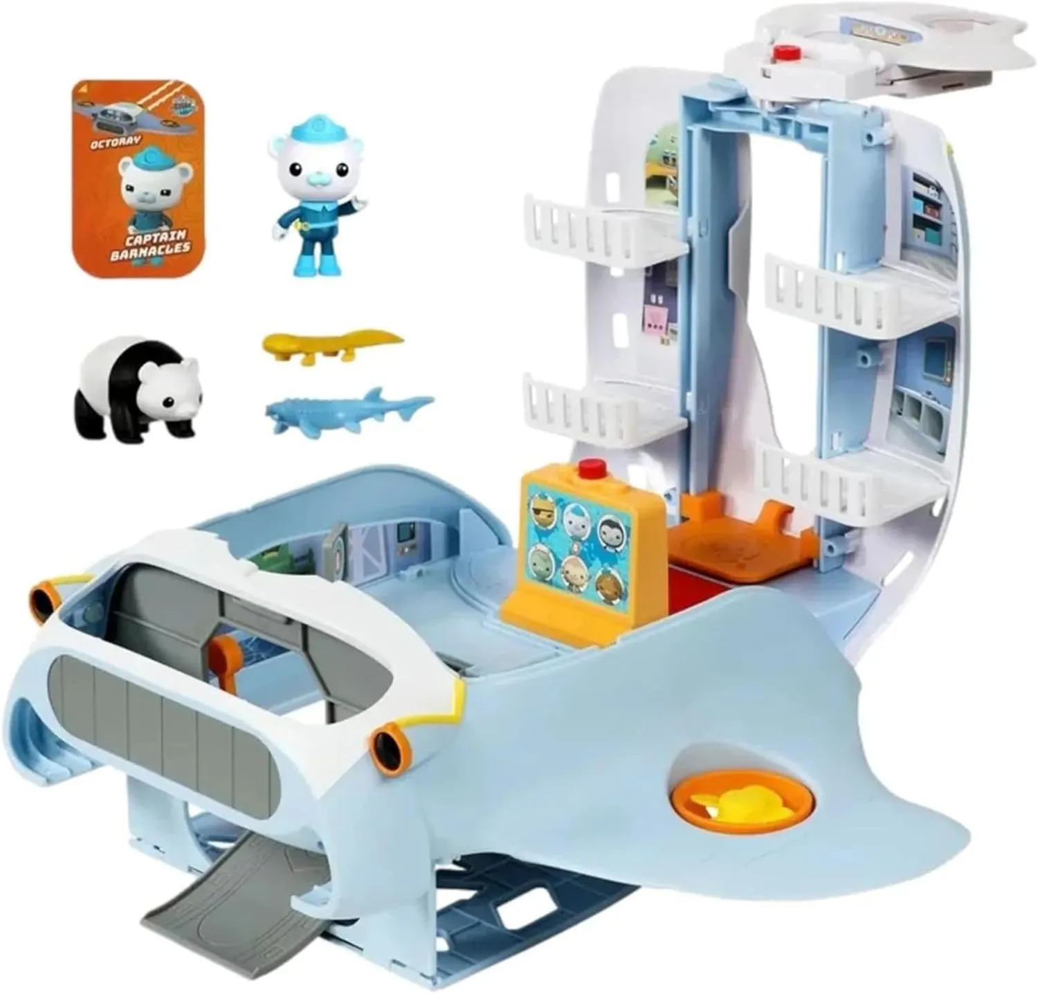 Octonauts Above & Beyond | Octoray Transforming Playset | 7 Pieces | 25  Lights and Sounds, Multicolor, includes Figure, Playset, 3 Accessories, 3 AAA Batteries