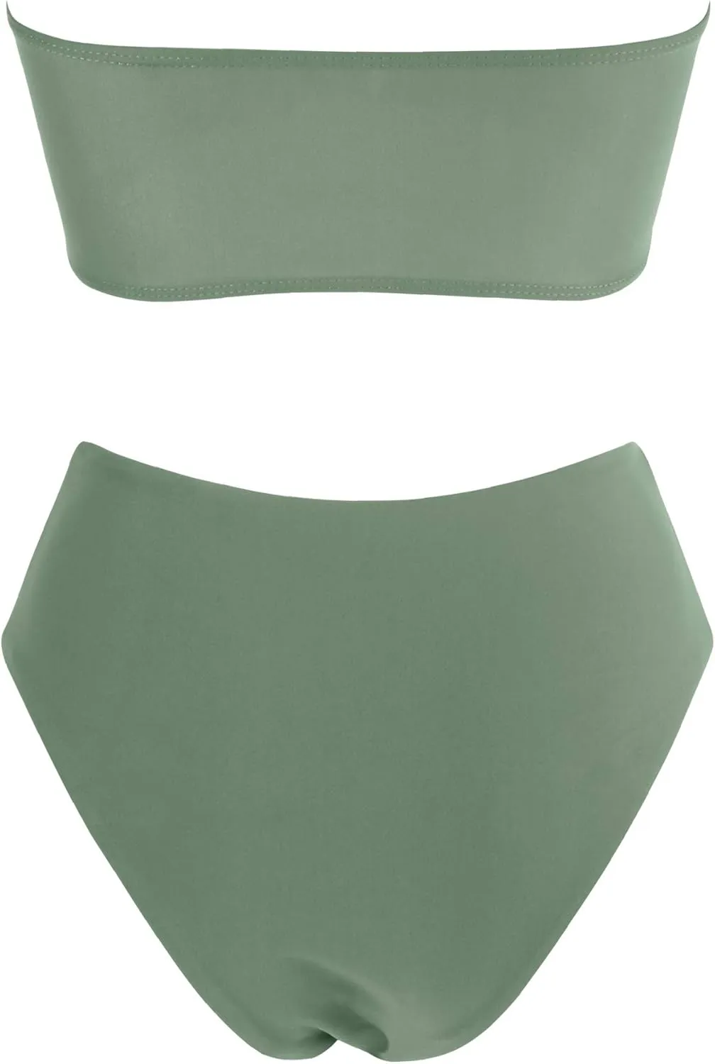 OMKAGI Women's 2 Pieces Bandeau Bikini Swimsuits Off Shoulder High Waist Bathing Suit High Cut