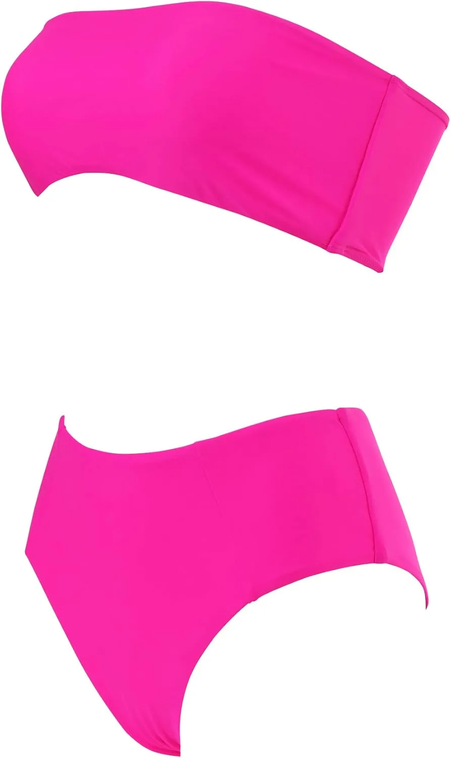 OMKAGI Women's 2 Pieces Bandeau Bikini Swimsuits Off Shoulder High Waist Bathing Suit High Cut