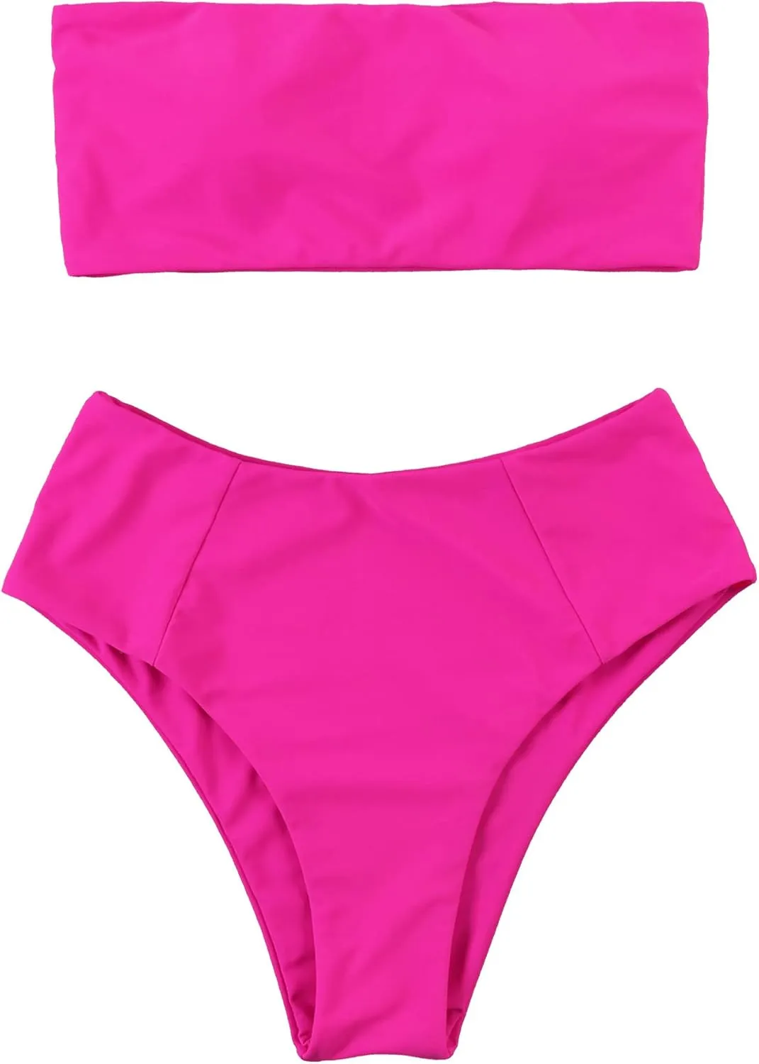 OMKAGI Women's 2 Pieces Bandeau Bikini Swimsuits Off Shoulder High Waist Bathing Suit High Cut