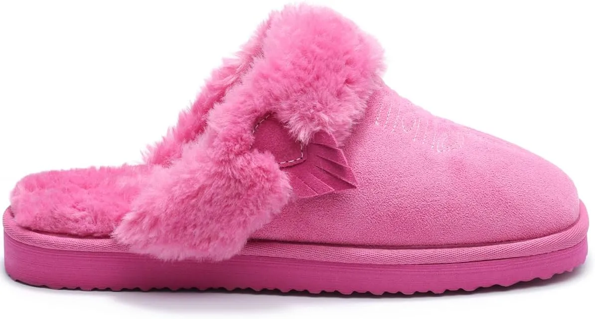 OOW Fuzzy House Slippers for Women with Memory Foam Comfy Bedroom Fluffy Western Cowgirl Boot Slippers Indoor Outdoor Square Toe