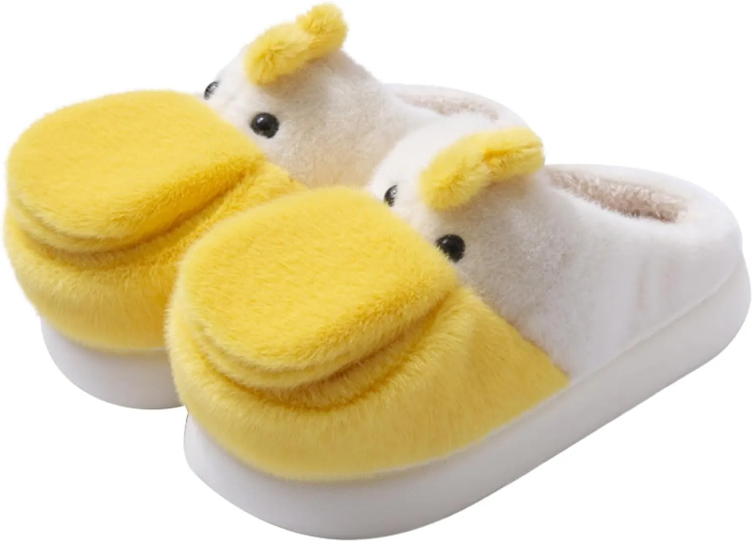 Open Mouth Duck Slippers for Women Fuzzy Animal Plush Cotton Slippers Winter Indoor House Slides Warm Fluffy Home Shoes Antiskid