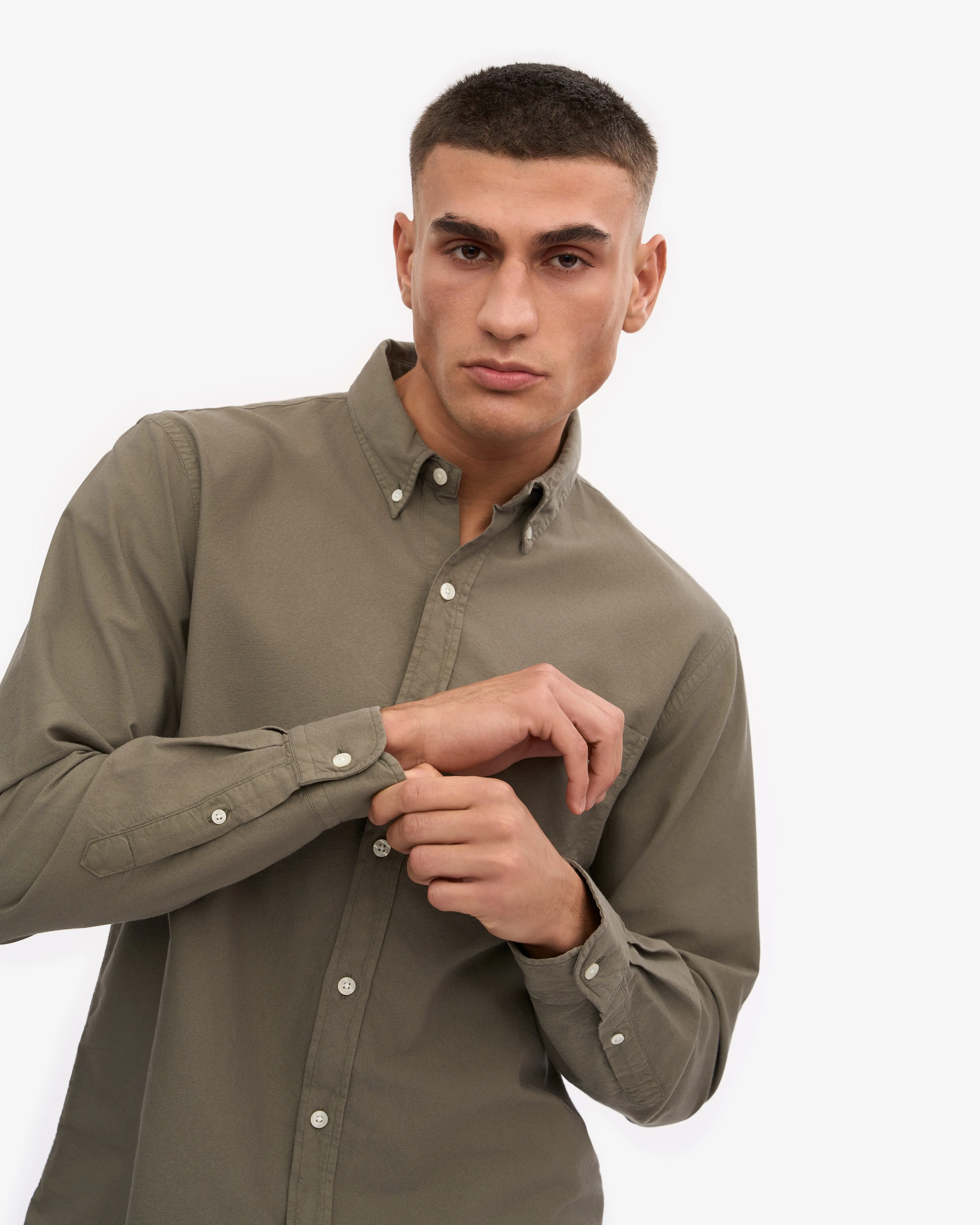 Organic Button Down Shirt - Dusty Olive