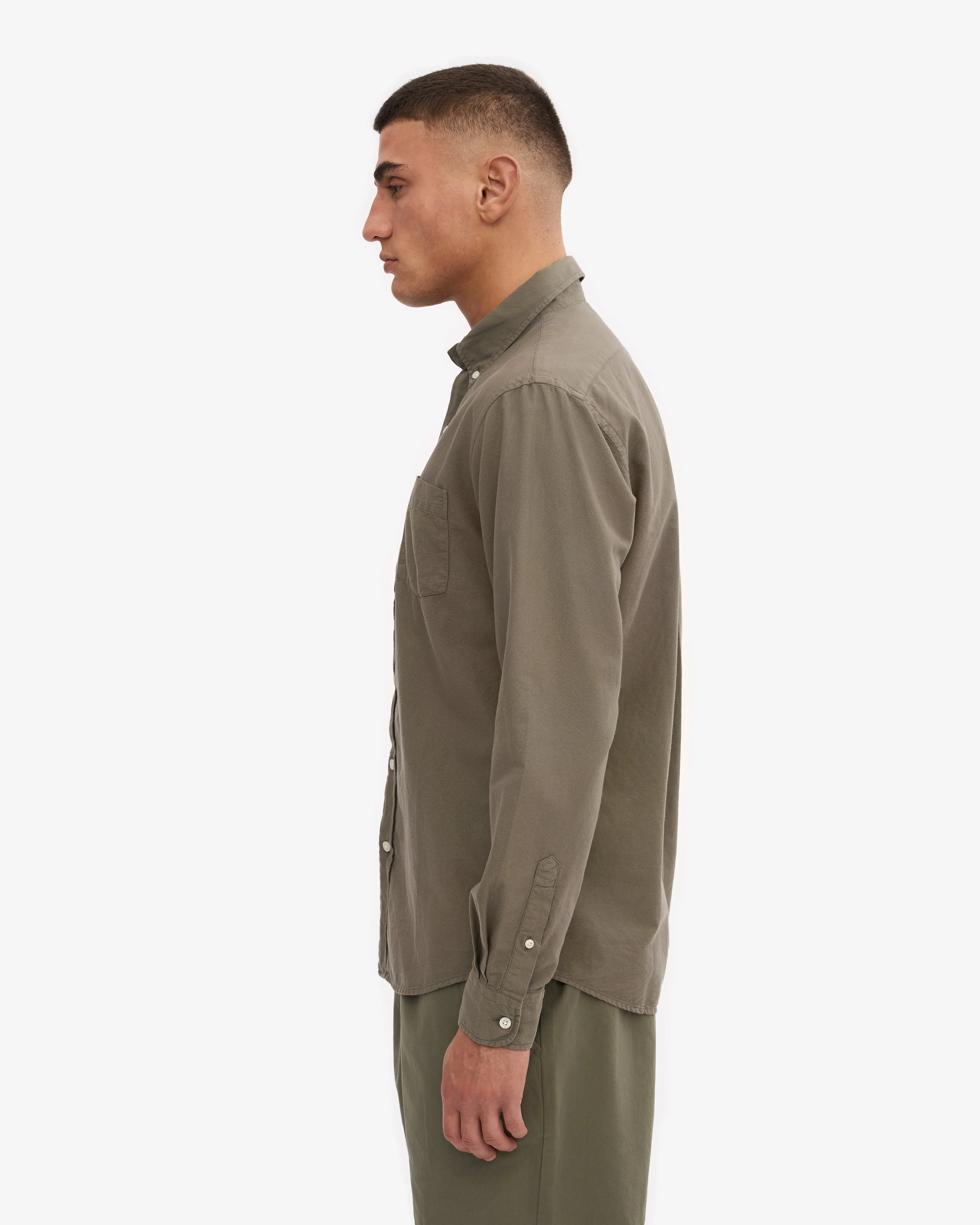 Organic Button Down Shirt - Dusty Olive