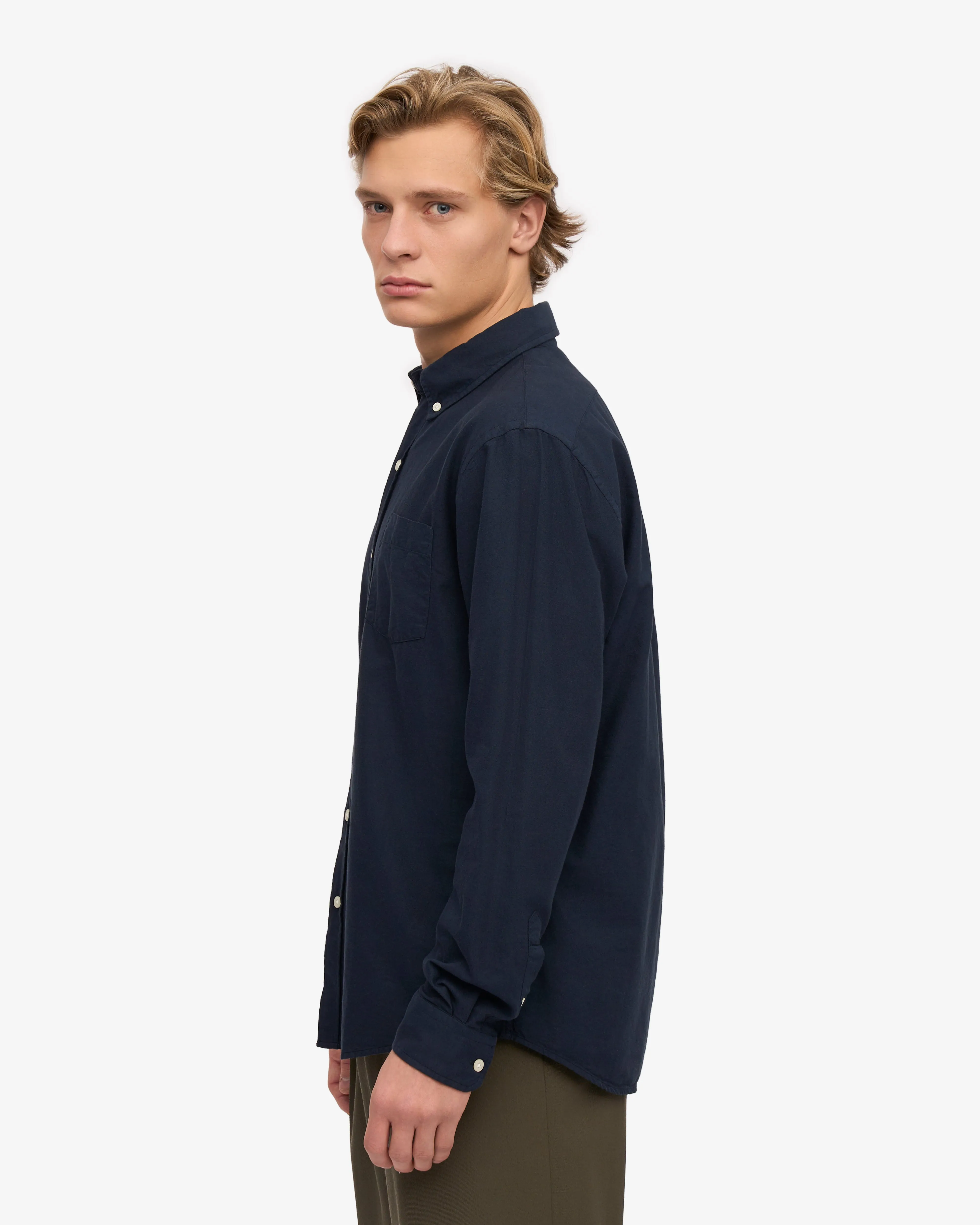 Organic Button Down Shirt - Navy Blue