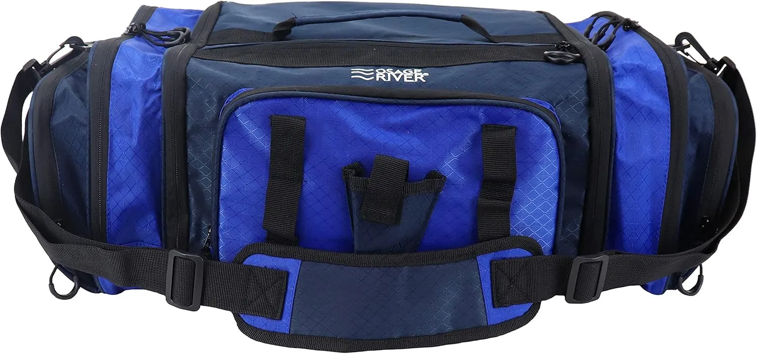OSAGE RIVER Large Waterproof Fishing Tackle Bag with Padded Shoulder Strap, Ripstop Soft Sided Bag with Fishing Pliers Holder