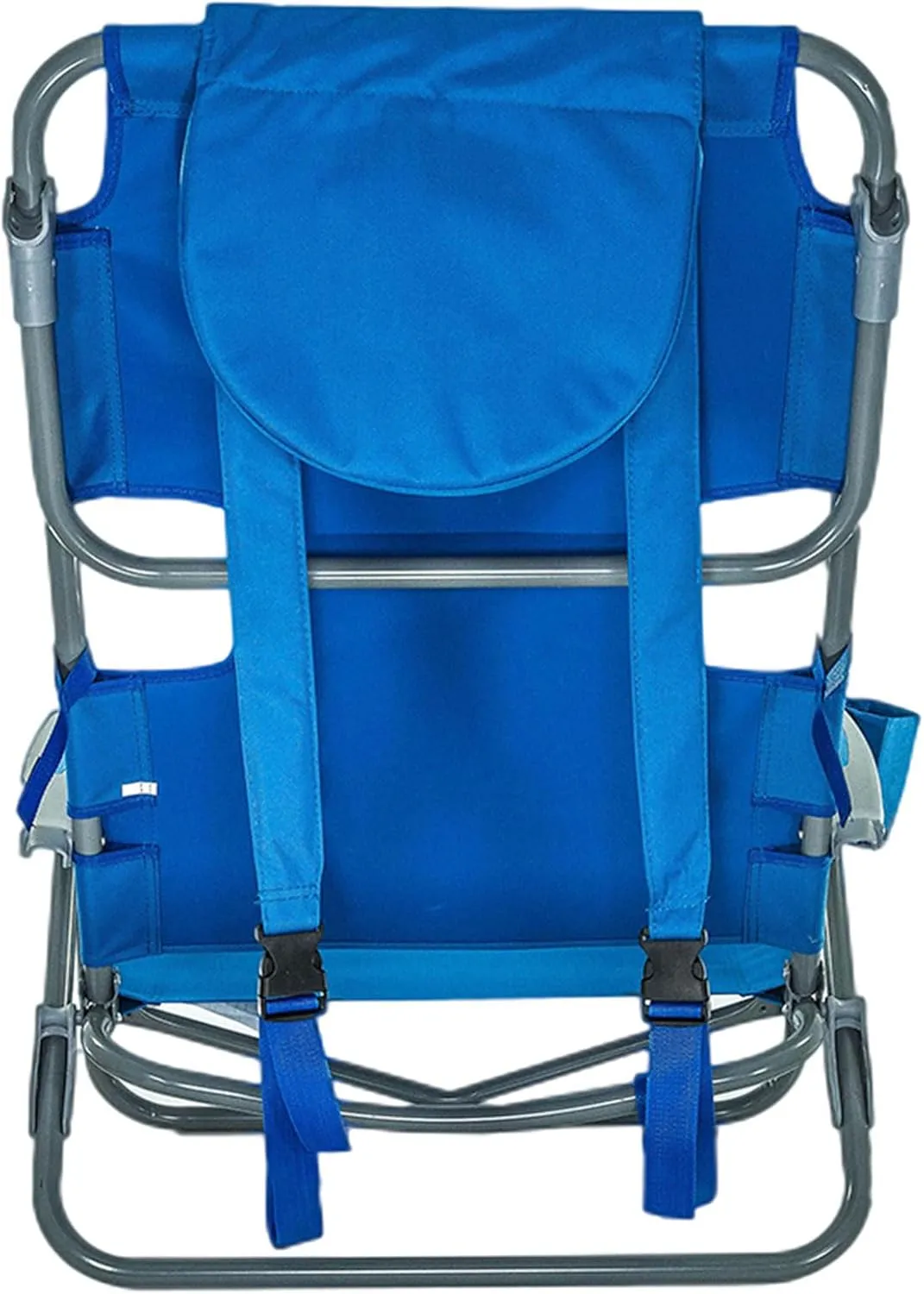 Ostrich On Your Back Backpack Beach Chair with Face Hole - Adjustable, Portable Lounge Chair with Cup Holder, Face Opening - Heavy Duty, Lay Flat Tanning Chair for Face Down Reading For Adults (Blue)