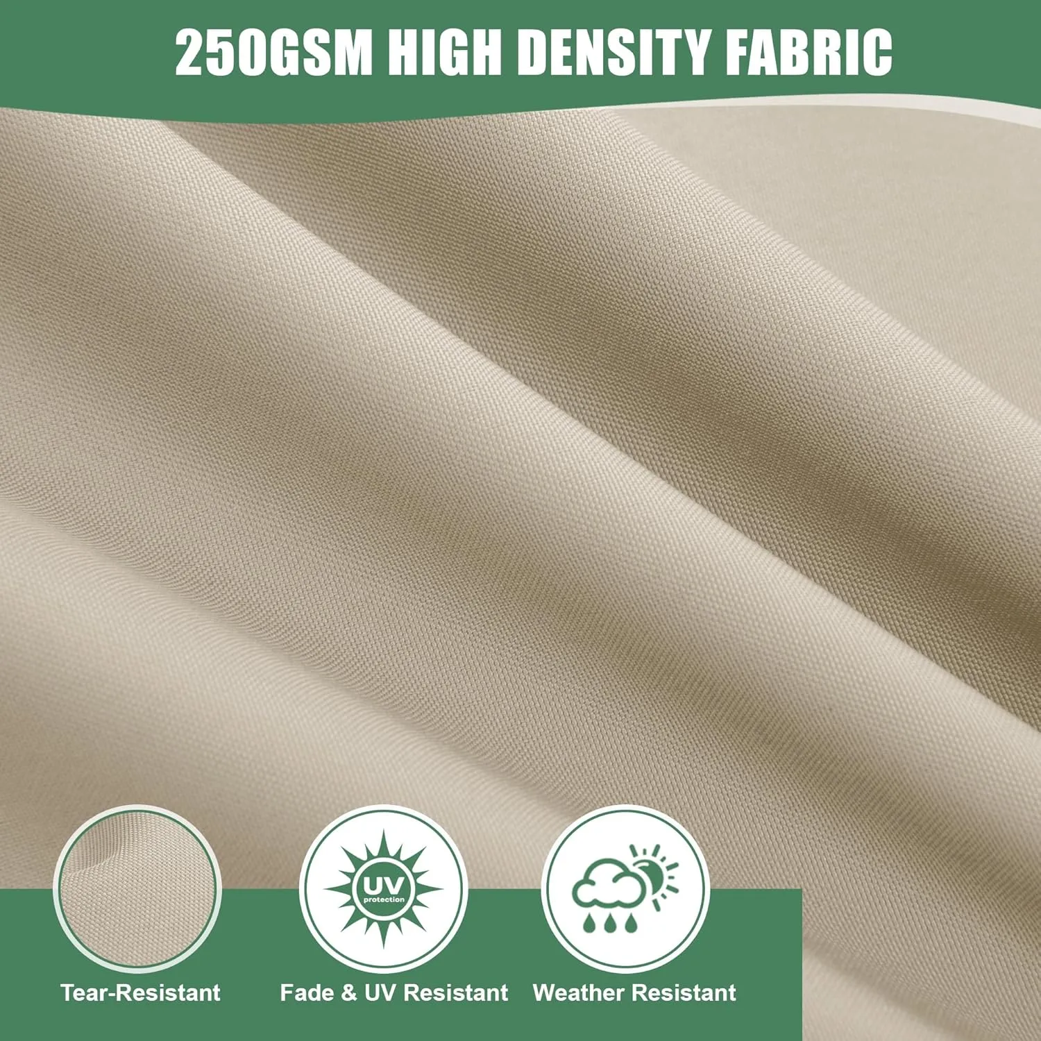 Outdoor Chair Cushion Weather Resistant, Backrest and Seat Cushion Set for Patio Furniture with Waterproof Removable Cover, 19 x 19 Inch, Cream, Set of 4