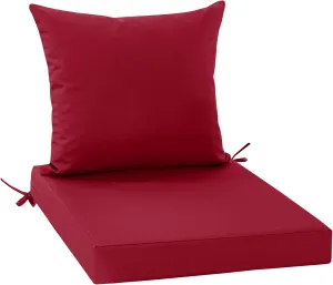 Outdoor Chair Cushions, Waterproof Back Pillow and Seat Cushion Set for Patio Furniture, Outdoor Sofa Replacement Cushions with Removable Cover, 22 x 22 Inch, Red, 1 Set